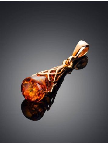 Drop Amber Pendant In Gold Plated Silver The Roxanne, image , picture 2