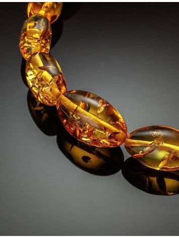 Olive Cut Amber Beaded Necklace, image , picture 2