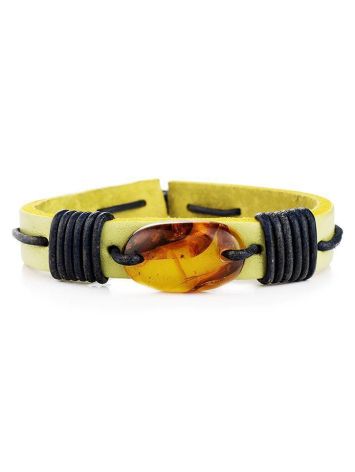 Leather Tie Bracelet With Lemon Amber The Copacabana, image , picture 3