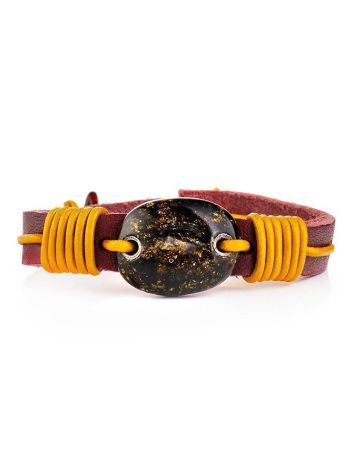 Leather Tie Bracelet With Green Amber The Copacabana, image , picture 3