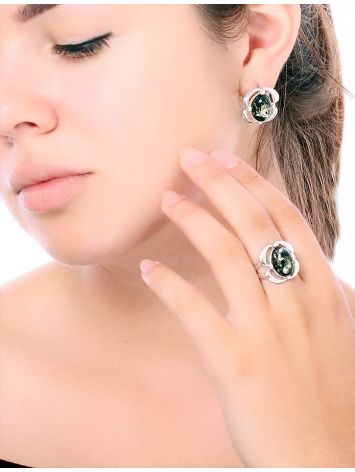 Green Amber Ring In Sterling Silver The Violet, Ring Size: 11.5 / 21, image , picture 4