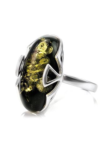 Green Amber Ring In Sterling Silver The Rendezvous, Ring Size: 13 / 22, image , picture 4