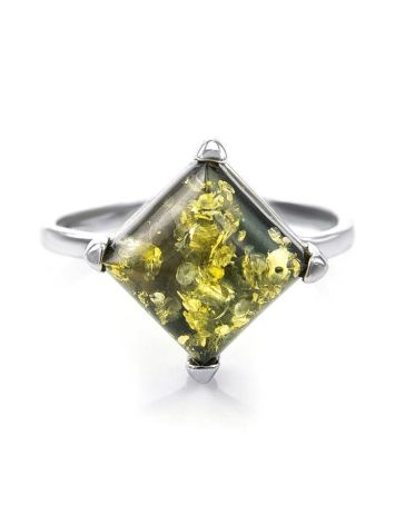 Geometric Silver Ring With Square Amber Stone The Athena, Ring Size: 5.5 / 16, image , picture 4