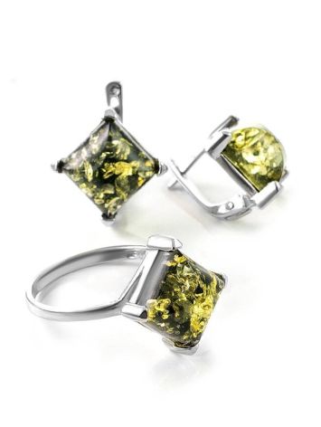 Geometric Silver Ring With Square Amber Stone The Athena, Ring Size: 11.5 / 21, image , picture 5