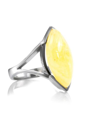 Leaf Cut Amber Ring In Sterling Silver The Petal, Ring Size: 11.5 / 21, image 