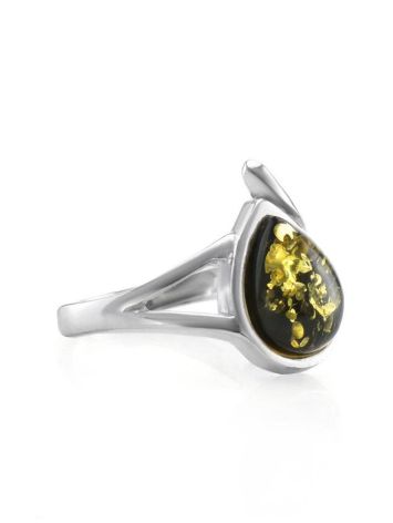 Sterling Silver Ring With Green Amber The Fiori, Ring Size: 11.5 / 21, image 