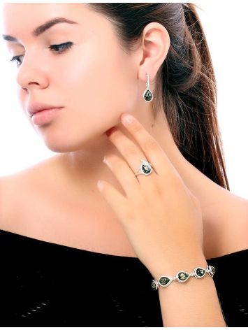 Sterling Silver Ring With Green Amber The Fiori, Ring Size: 11.5 / 21, image , picture 2