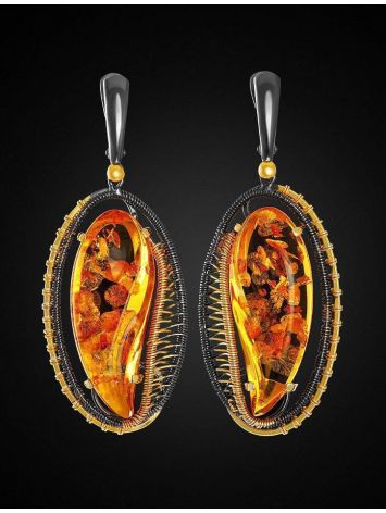 Amber Earrings In Gold-Plated Silver The Triumph, image , picture 2