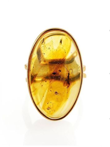 Adjustable Amber Ring In Gold-Plated Silver With Inclusions The Clio, Ring Size: Adjustable, image , picture 4