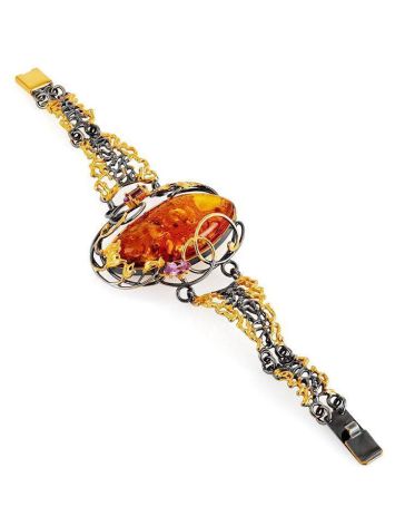 Gold Plated Bracelet With Amber And Crystals The Triumph, image , picture 3