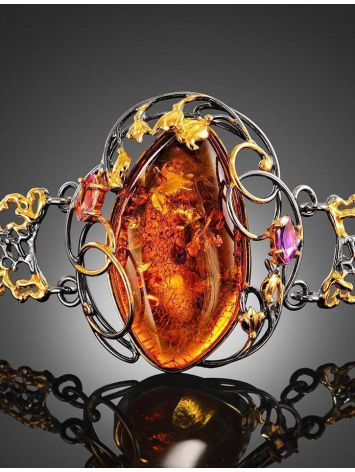 Gold Plated Bracelet With Amber And Crystals The Triumph, image , picture 2