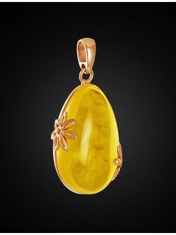 Honey Amber Teardrop Pendant In Gold-Plated Silver The Cascade, image , picture 3