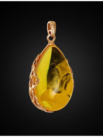 Lemon Amber Teardrop Pendant In Gold-Plated Silver The Cascade, image , picture 2