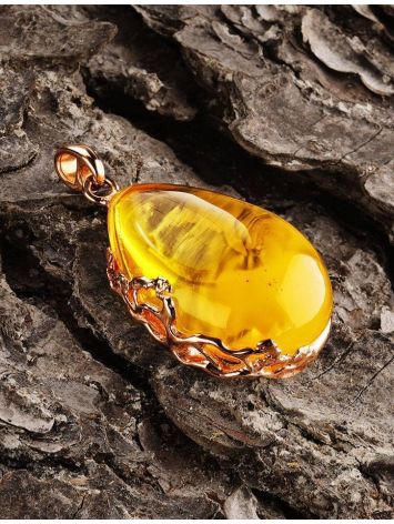 Lemon Amber Teardrop Pendant In Gold-Plated Silver The Cascade, image , picture 3