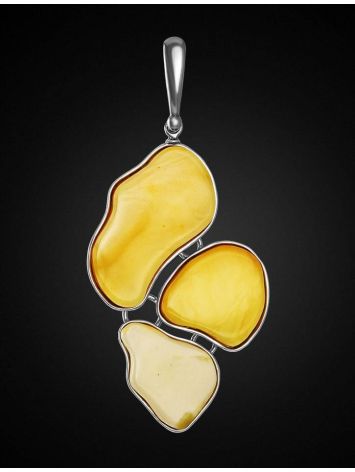 Bold Silver Pendant With White Amber The Trinidad, image , picture 3