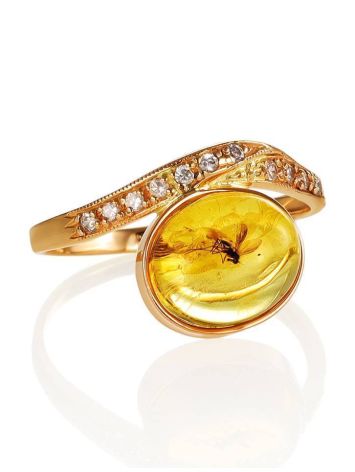 Amber Ring With Inclusions And Crystals In Gold The Clio, Ring Size: 7 / 17.5, image , picture 4