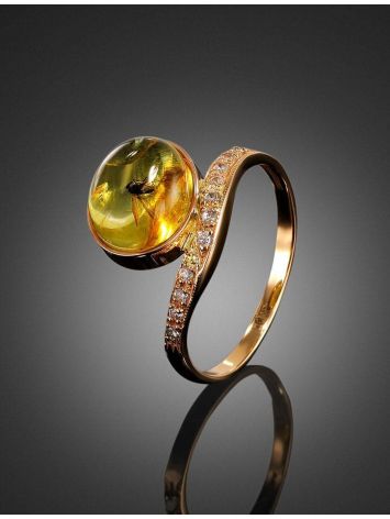Amber Ring With Inclusions And Crystals In Gold The Clio, Ring Size: 7 / 17.5, image , picture 3