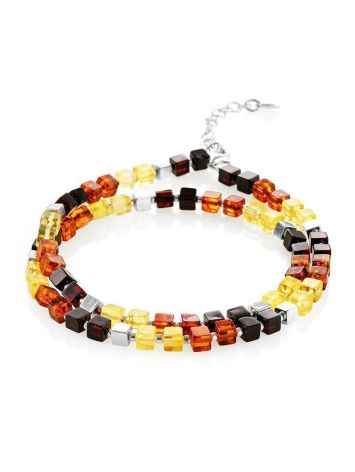 Stylish Multicolor Amber Square Beaded Necklace The Sugar, image , picture 4