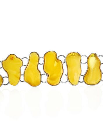 Bright Silver Link Bracelet With Honey Amber The Trinidad, image , picture 3