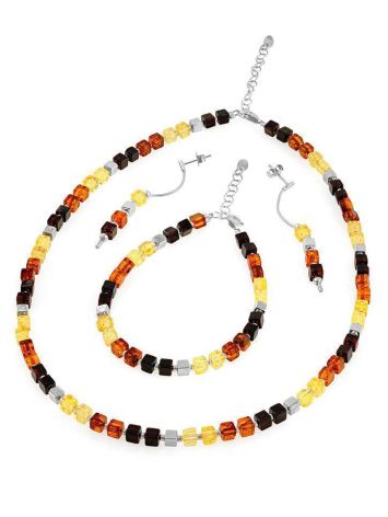 Stylish Multicolor Amber Square Beaded Necklace The Sugar, image , picture 6