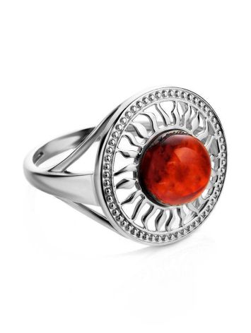 Cocktail Amber Ring In Sterling Silver The Helios, Ring Size: 5.5 / 16, image , picture 3