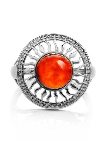 Cocktail Amber Ring In Sterling Silver The Helios, Ring Size: 5.5 / 16, image , picture 4