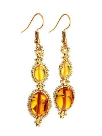 Multicolor Amber Braided Earrings With Glass Beads The Fable, image , picture 3