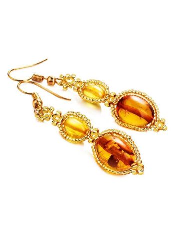 Multicolor Amber Braided Earrings With Glass Beads The Fable, image , picture 4