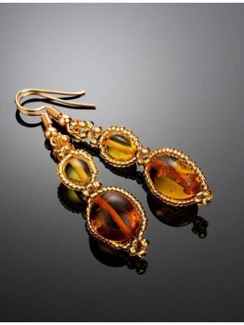 Multicolor Amber Braided Earrings With Glass Beads The Fable, image , picture 2