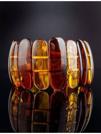 Bold Multicolor Amber Flat Beaded Bracelet, image , picture 2