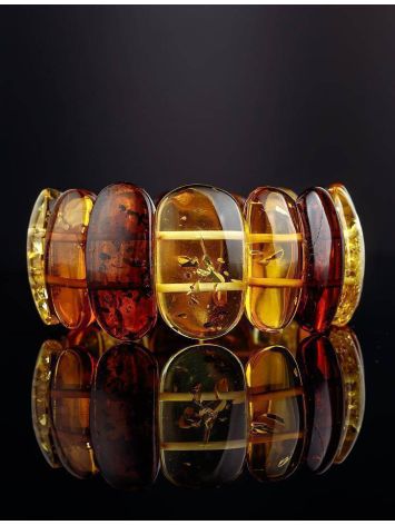 Multicolor Amber Flat Beaded Stretch Bracelet, image , picture 2