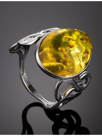 Bold Amber Ring In Sterling Silver The Fairy, Ring Size: 5.5 / 16, image , picture 2