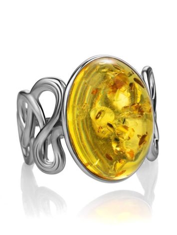 Bold Amber Ring In Sterling Silver The Fairy, Ring Size: 5.5 / 16, image , picture 4