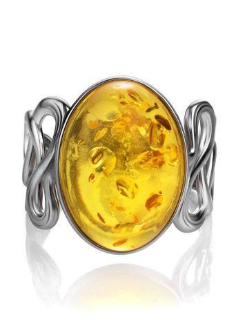 Bold Amber Ring In Sterling Silver The Fairy, Ring Size: 5.5 / 16, image , picture 5