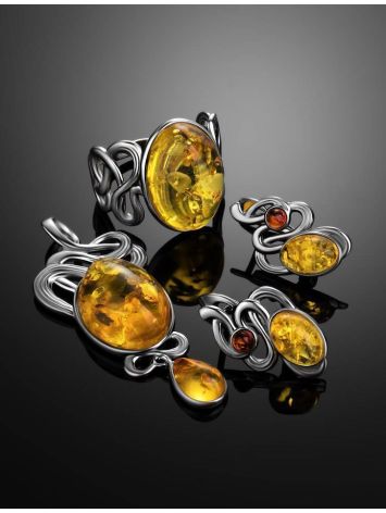 Bold Amber Ring In Sterling Silver The Fairy, Ring Size: 5.5 / 16, image , picture 6