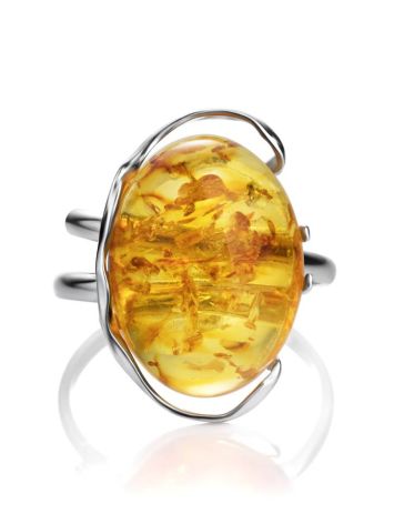 One Size Amber Ring In Sterling Silver The Vivaldi, Ring Size: Adjustable, image , picture 5