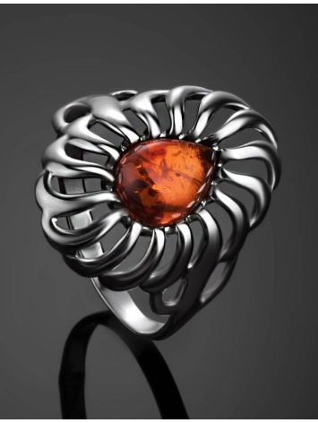 Elegant Cognac Amber Ring In Sterling Silver The Sevilla, Ring Size: 5.5 / 16, image , picture 3