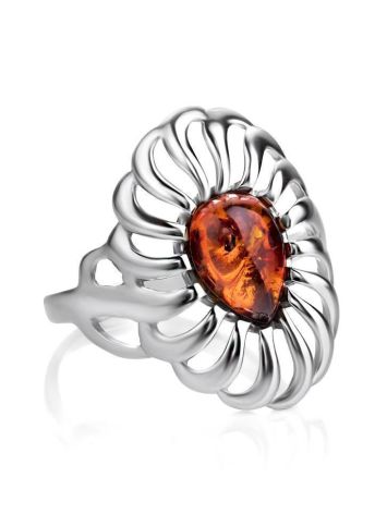 Elegant Cognac Amber Ring In Sterling Silver The Sevilla, Ring Size: 5.5 / 16, image , picture 6