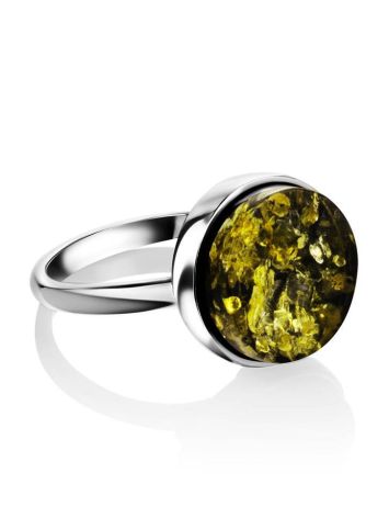Stylish Adjustable Ring With Green Amber In Sterling Silver The Furor, Ring Size: Adjustable, image , picture 3
