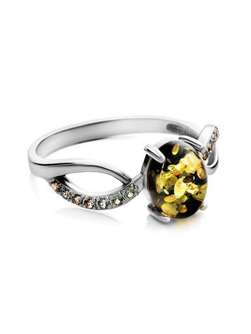 Amber Ring With Crystals In Sterling Silver The Raphael, Ring Size: 10 / 20, image , picture 3