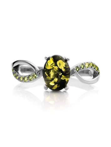 Amber Ring With Crystals In Sterling Silver The Raphael, Ring Size: 10 / 20, image , picture 4