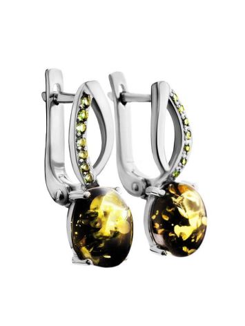 Amber Earrings In Sterling Silver With Green Crystals The Raphael, image , picture 3