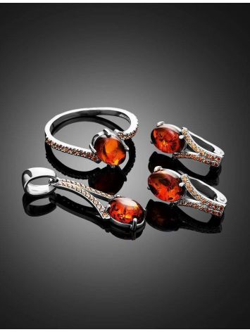 Latch Back Amber Earrings In Sterling Silver With Crystals The Raphael, image , picture 4
