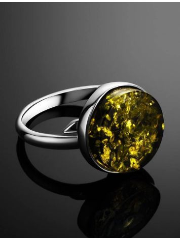 Stylish Adjustable Ring With Green Amber In Sterling Silver The Furor, Ring Size: Adjustable, image , picture 2
