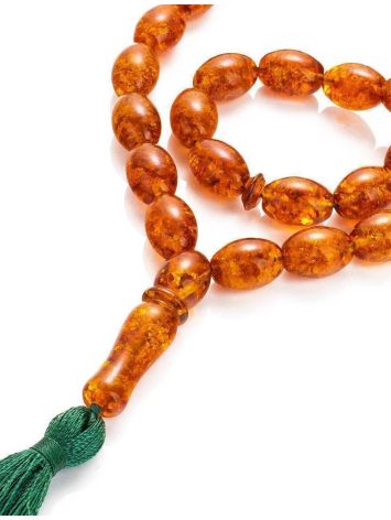Islamic 33 Olive Cut Cognac Amber Prayer Beads, image , picture 3