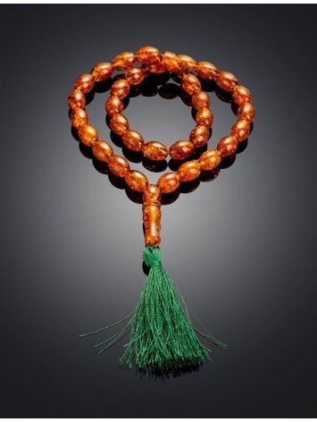 Islamic 33 Olive Cut Cognac Amber Prayer Beads, image , picture 2