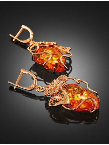 Amber Earrings In Gold-Plated Silver The Dew, image , picture 2