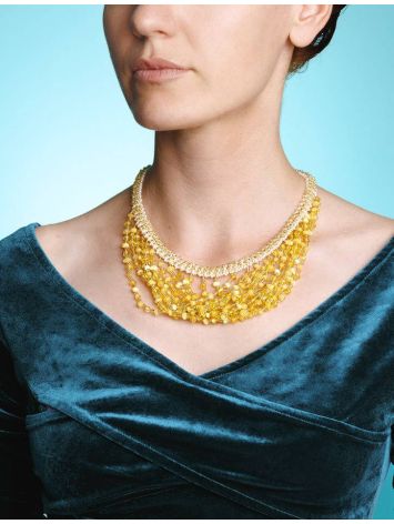Handcrafted Amber Necklace With Yellow Glass Beads The Fable, image , picture 5