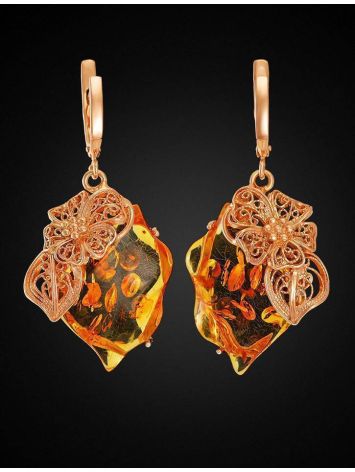 Amber Earrings In Gold-Plated Silver The Dew, image , picture 3