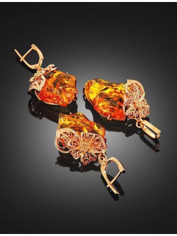 Amber Earrings In Gold-Plated Silver The Dew, image , picture 4